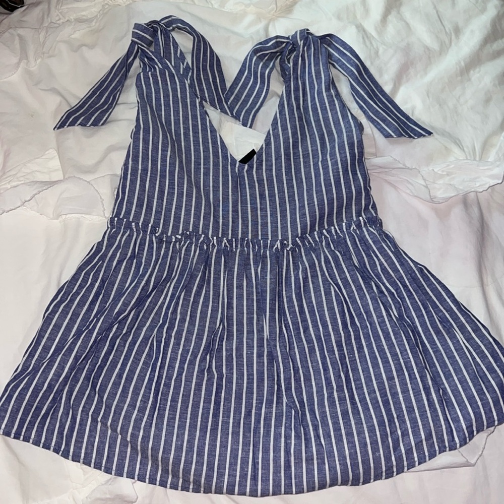 Blue and white striped fancy top